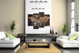 Black Background  World map panel painting